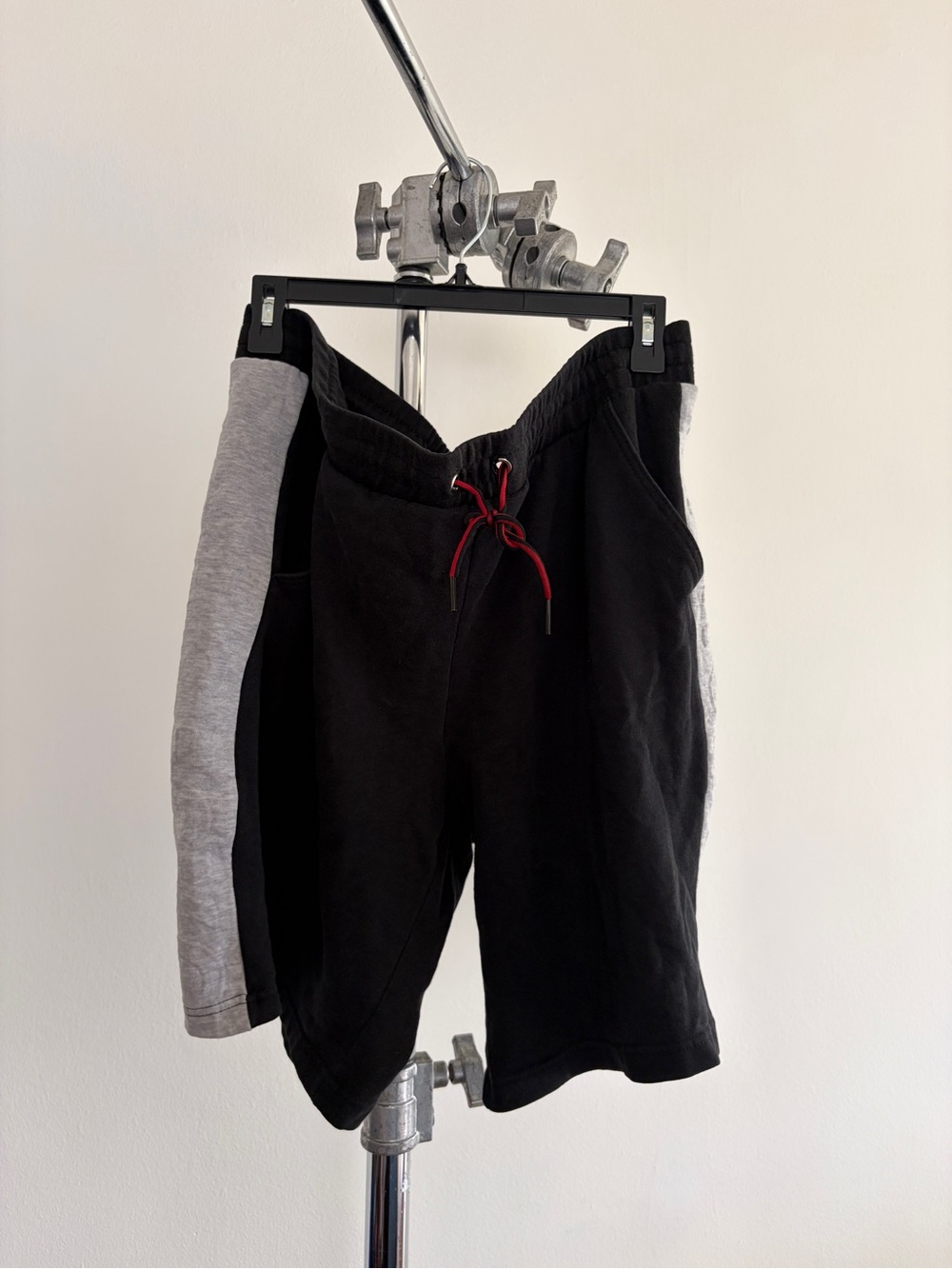 Marc Ecko Black Shorts with Gray Side Panels and Red Drawstring